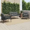 Image de vidaXL Ensemble de meubles de balcon avec coussins 3 pcs noir acier, ensemble de meubles d'extérieur, ensemble de balcon de 3283635