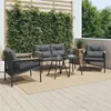 Image de vidaXL Ensemble de meubles de balcon avec coussins 5 pcs noir acier, ensemble de meubles d'extérieur, ensemble de balcon de 3283636