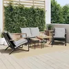 Image de vidaXL Ensemble de meubles de balcon avec coussins 5 pcs noir acier, ensemble de meubles d'extérieur, ensemble de balcon de 3283638