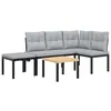 Image de Ensemble de banc de jardin avec coussins vidaXL 4 pièces noir