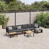 Image de vidaXL Salon de jardin 5 pcs avec coussins noir aluminium, ensemble de canapés de jardin, ensemble de canapés de patio, 3283693