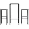 Image de Ensemble de bar de jardin vidaXL 3 pièces noir acier enduit de poudre