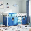 Image de vidaXL Lit superposé avec rideaux bleu 80x200 cm bois pin massif, lit, cadre de lit, lit superposé bas, meuble de chambre à 3283902
