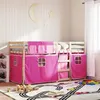 Image de vidaXL Lit superposé avec rideaux rose 90x200 cm bois pin massif, lit, cadre de lit, lit superposé bas, meuble de chambre à 3283930