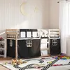 Image de vidaXL Lit superposé avec rideaux blanc/noir 90x190 cm bois pin massif, lit, cadre de lit, lit superposé bas, meuble de 3283937