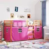 Image de vidaXL Lit superposé avec rideaux rose 90x190 cm bois pin massif, lit, cadre de lit, lit superposé bas, meuble de chambre à 3283951
