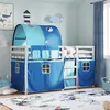 Image de vidaXL Stapelbed met gordijnen 80x200 cm massief grenenhout blauw3283992