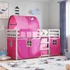 Image de vidaXL Lit superposé avec rideaux rose 80x200 cm bois pin massif, lit, cadre de lit, lit superposé bas, meuble de chambre à 3283993