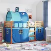 Image de vidaXL Stapelbed met gordijnen 80x200 cm massief grenenhout blauw3284013