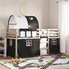Image de vidaXL Lit superposé avec rideaux blanc/noir 90x200 cm bois pin massif, lit, cadre de lit, lit superposé bas, meuble de 3284018