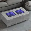 Image de vidaXL Table basse avec LED infini gris béton 116x69x40 cm, table d'appoint, table de salon, table latérale, bout de canapé, 3284059