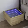 Image de vidaXL Table de chevet avec LED infini chêne sonoma 40x40x30 cm 3284065