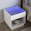 Image de vidaXL Table de chevet avec LED infini blanc 50x50x50 cm, armoire de lit, table d'appoint, support de téléphone, table 3284084