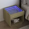 Image de vidaXL Table de chevet avec LED infini chêne sonoma 50x50x50 cm, armoire de lit, table d'appoint, support de téléphone 3284086