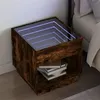 Image de Table de chevet avec LED infini chêne fumé 50x50x50 cm