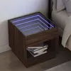 Image de Table de chevet avec LED infini chêne marron 50x50x50 cm