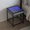 Image de vidaXL Table de chevet avec LED infini sonoma gris 40x40x51 cm 3284094