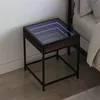 Image de vidaXL Table de chevet avec LED infini chêne marron 40x40x51 cm 3284095