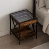 Image de vidaXL Table de chevet avec LED infini chêne fumé 40x40x49 cm 3284098