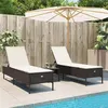 Image de vidaXL Ensemble de chaises longues et coussins 3 pcs marron poly rotin, transat, lit de repos de jardin, meuble d'extérieur, 3284264