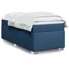 Image de vidaXL Sommier à lattes de lit avec matelas Bleu 90x190 cm Tissu, lit, lit à plate-forme, lit à panneaux, meuble de chambre 3285101