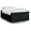 Image de vidaXL Sommier à lattes de lit avec matelas Noir 140x190 cm Tissu, lit, lit à plate-forme, lit à panneaux, meuble de chambre 3285132