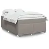 Image de vidaXL Sommier à lattes de lit avec matelas Taupe 140x200 cm Tissu, lit, lit à plate-forme, lit à panneaux, meuble de 3285141