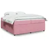 Image de vidaXL Sommier à lattes de lit avec matelas Rose 200x200 cm Velours 3285667