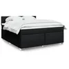 Image de vidaXL Sommier à lattes de lit avec matelas Noir 180x200 cm Tissu, lit, lit à plate-forme, lit à panneaux, meuble de chambre 3285969