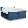 Image de vidaXL Sommier à lattes de lit avec matelas Bleu 200x200 cm Tissu, lit, lit à plate-forme, lit à panneaux, meuble de chambre 3285994
