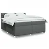 Image de vidaXL Sommier à lattes de lit avec matelas Gris foncé 200x200cm Tissu, lit, lit à plate-forme, lit à panneaux 3286003