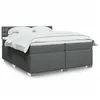 Image de vidaXL Sommier à lattes de lit avec matelas Gris foncé 200x200cm Tissu, lit, lit à plate-forme, lit à panneaux 3286010