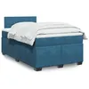 Image de vidaXL Sommier à lattes de lit et matelas bleu foncé 120x190cm velours 3286262