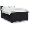 Image de vidaXL Sommier à lattes de lit et matelas Noir 160x200 cm Velours 3286356