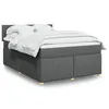 Image de vidaXL Sommier à lattes de lit avec matelas Gris foncé 160x200cm Tissu 3286725