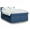 Image de vidaXL Sommier à lattes de lit avec matelas Bleu 160x200 cm Tissu 3286730