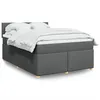 Image de vidaXL Sommier à lattes de lit avec matelas Gris foncé 160x200cm Tissu 3286732