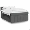 Image de vidaXL Sommier à lattes de lit avec matelas Gris foncé 140x190cm Tissu 3287078