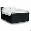 Image de vidaXL Sommier à lattes de lit avec matelas Noir 140x200 cm Tissu 3287093