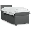 Image de vidaXL Sommier à lattes de lit avec matelas Gris foncé 90x200 cm Tissu, lit, lit à plate-forme, lit à panneaux, meuble de 3288065