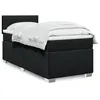 Image de vidaXL Sommier à lattes de lit avec matelas Noir 90x200 cm Tissu, lit, lit à plate-forme, lit à panneaux, meuble de chambre 3288066