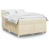 Image de vidaXL Sommier à lattes de lit avec matelas Crème 140x200 cm Tissu, lit, lit à plate-forme, lit à panneaux, meuble de 3288209