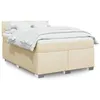 Image de vidaXL Sommier à lattes de lit avec matelas Crème 160x200 cm Tissu 3288244
