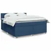 Image de vidaXL Sommier à lattes de lit avec matelas Bleu 180x200 cm Tissu, lit, lit à plate-forme, lit à panneaux, meuble de chambre 3288266