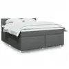 Image de vidaXL Sommier à lattes de lit avec matelas Gris foncé 180x200cm Tissu 3288268