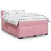 Image de vidaXL Sommier à lattes de lit avec matelas Rose 140x200 cm Velours 3288647
