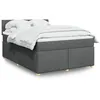 Image de vidaXL Sommier à lattes de lit avec matelas Gris foncé 140x190cm Tissu 3288976