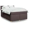 Image de vidaXL Boxspring met matras stof donkerbruin 140x200 cm3288999