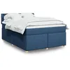 Image de vidaXL Sommier à lattes de lit avec matelas Bleu 140x200 cm Tissu 3289023