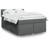 Image de vidaXL Sommier à lattes de lit avec matelas Gris foncé 160x200cm Tissu 3289025